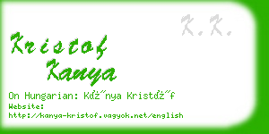 kristof kanya business card